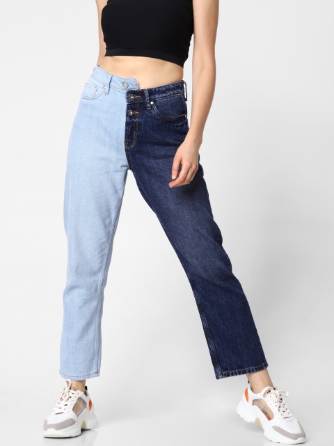 

ONLY Women Blue Straight Fit Dual Shade High-Rise Clean Look Jeans