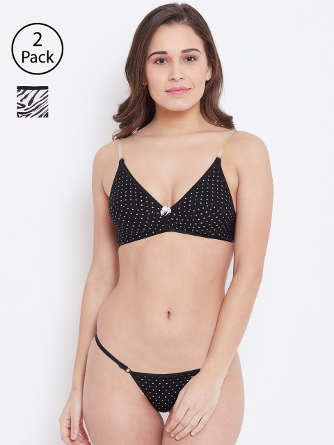 

N-Gal Women Pack of 2 Printed Lingerie Set, Black