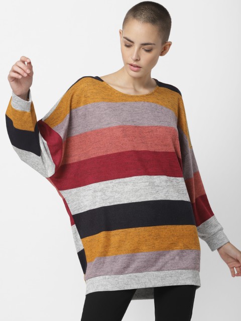 

ONLY Women Multicoloured Striped Round Neck T-shirt, Multi