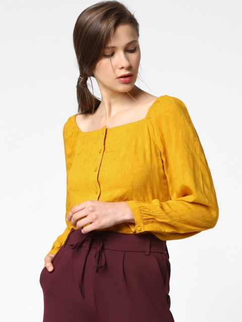 

ONLY Women Yellow Self Design Top
