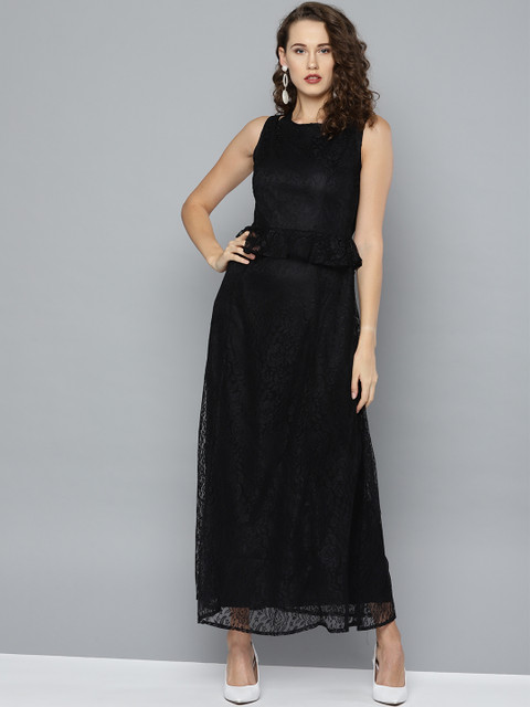 

RARE Women Black Lace Maxi Dress