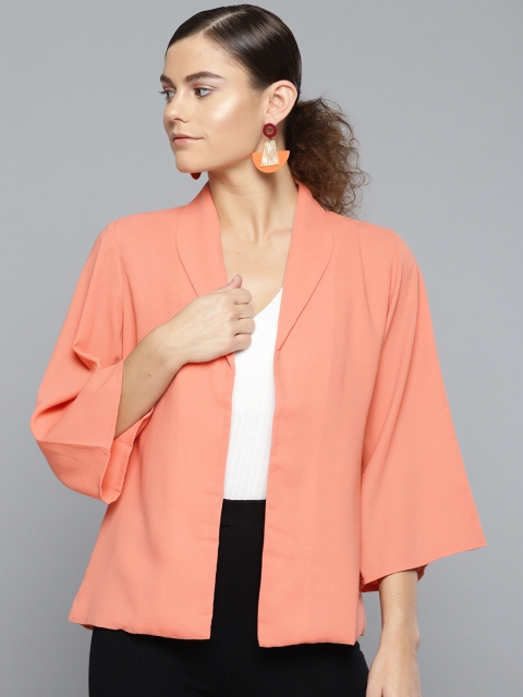 

RARE Women Pink Solid Open Front Blazer