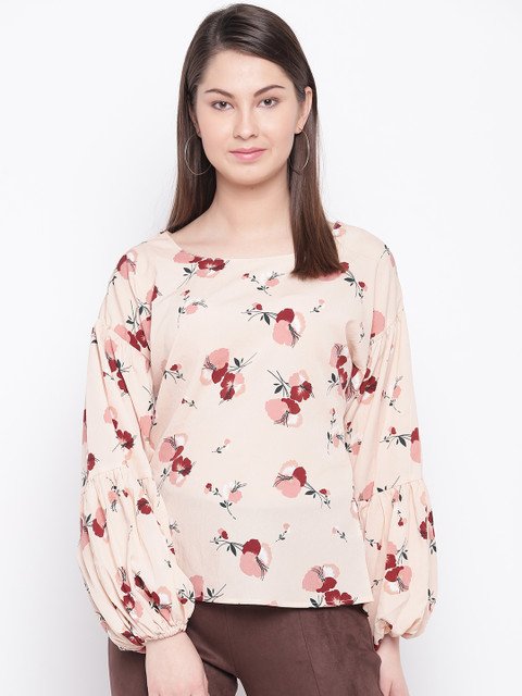 

RARE Women Peach-Coloured Printed Top