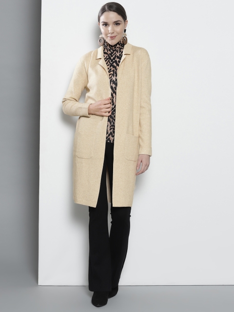 

DOROTHY PERKINS Women Cream-Coloured Solid Longline Sweater