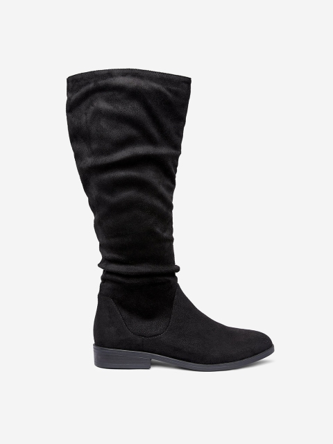 

DOROTHY PERKINS Women Black Solid High-Top Flat Boots