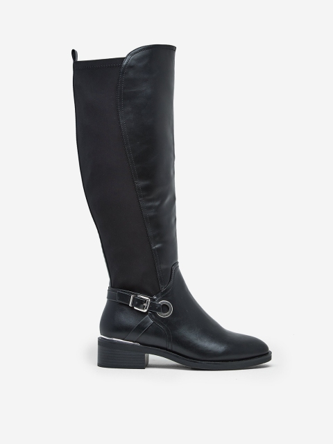 

DOROTHY PERKINS Women Black Solid High-Top Flat Boots