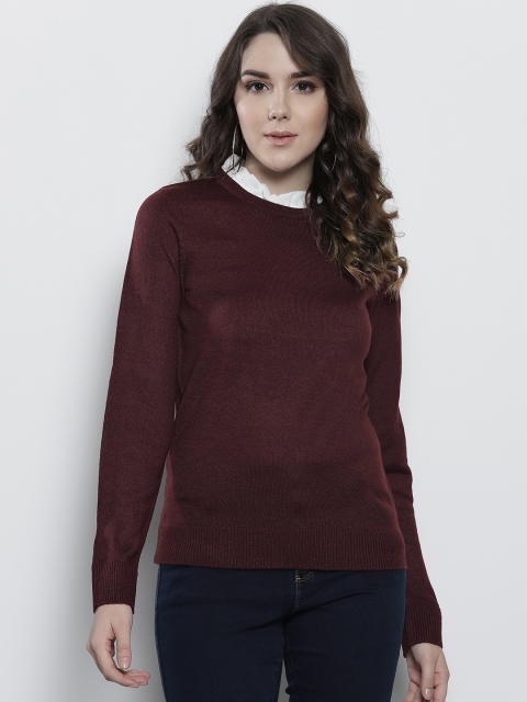 

DOROTHY PERKINS Women Burgundy Solid Sweater