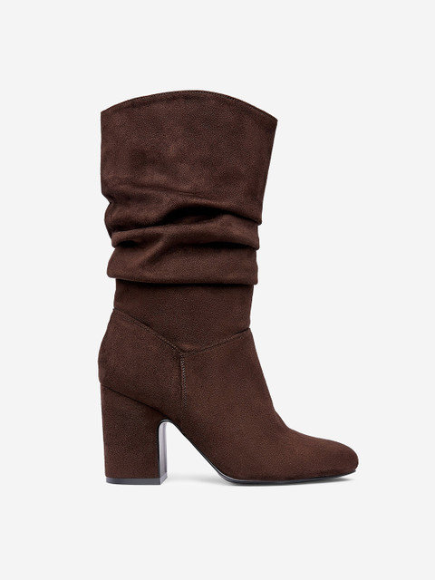 

DOROTHY PERKINS Women Coffee Brown Solid Wide Fit High Top Heeled Boots
