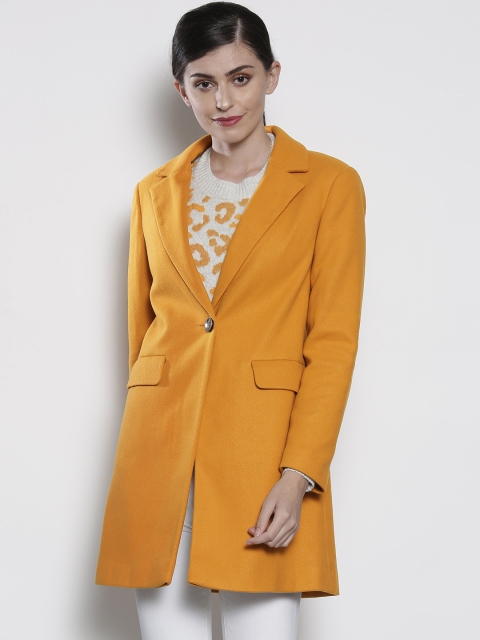 

DOROTHY PERKINS Women Mustard Yellow Solid Overcoat