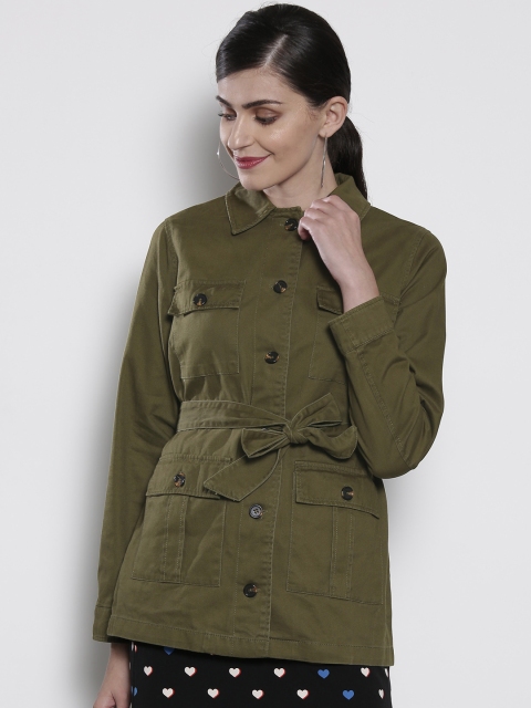 

DOROTHY PERKINS Women Olive Green Solid Shacket