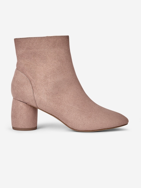 

DOROTHY PERKINS Women Dusty Pink Solid Mid-Top Heeled Boots