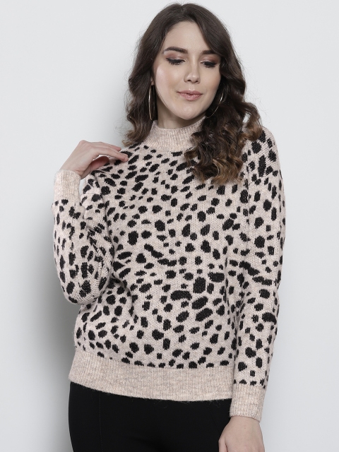 

DOROTHY PERKINS Women Beige & Black Self Design Sweater