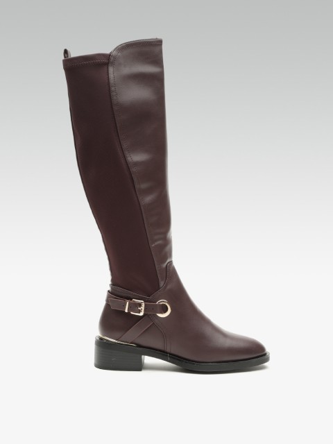 

DOROTHY PERKINS Women Burgundy Solid High-Top Flat Boots