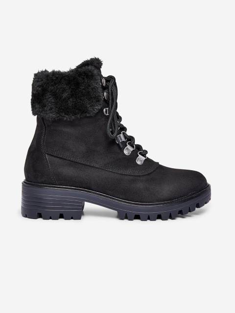 

DOROTHY PERKINS Women Black Solid Mid-Top Flat Boots