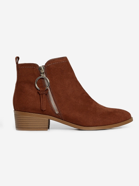 

DOROTHY PERKINS Women Brown Solid Mid-Top Flat Boots