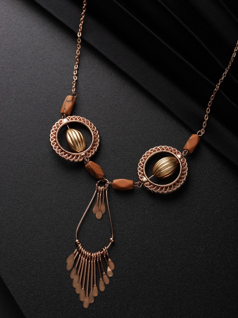 

Carlton London Rose Gold-Toned Gold Plated Beaded Statement Necklace