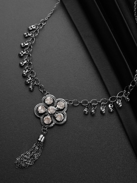 

Carlton London Gunmetal-Toned Stone Studded Necklace, Metallic