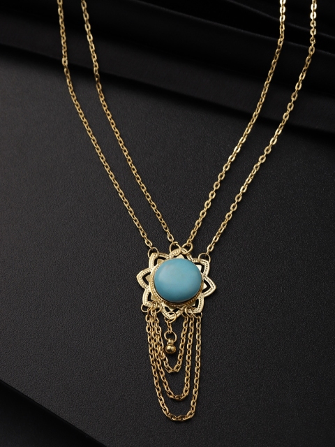 

Carlton London Blue Gold-Plated Stone Studded Necklace