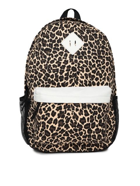 

Kids On Board Cream-Coloured & Coffee Brown Leopard Print Backpack