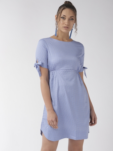 

Style Quotient Women Blue & White Polka Dot Print A-Line Dress