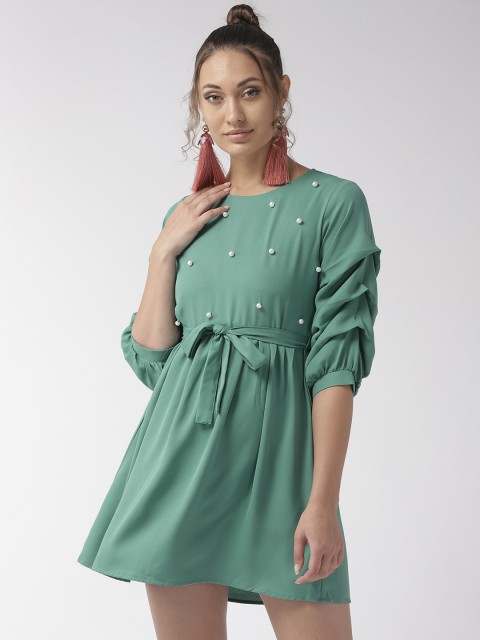

Style Quotient Women Green Solid A-Line Dress