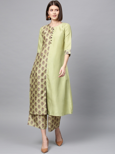

ZIYAA Women Green & Blue Printed Kurta with Palazzos
