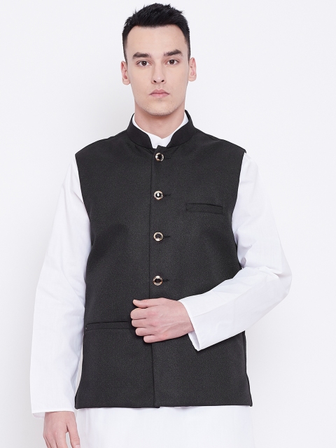 

SG LEMAN Men Black Solid Nehru Jacket