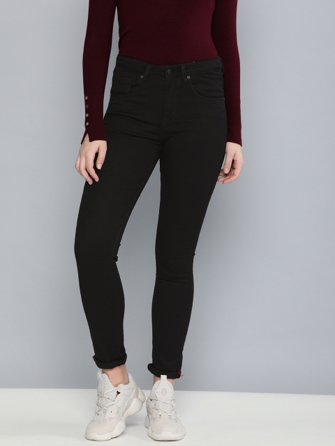 

HERE&NOW Women Black Skinny Fit High-Rise Clean Look Stretchable Jeans