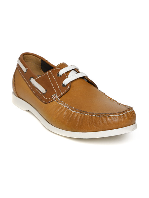 

LEO CLAWS Men Camel Brown Leather Boat Shoes