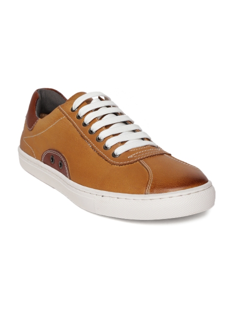 

LEO CLAWS Men Camel Brown Leather Sneakers