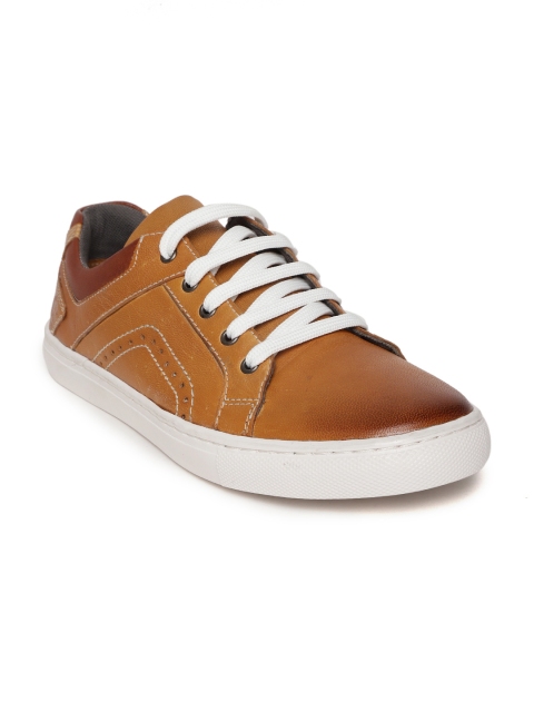 

LEO CLAWS Men Camel Brown Leather Sneakers