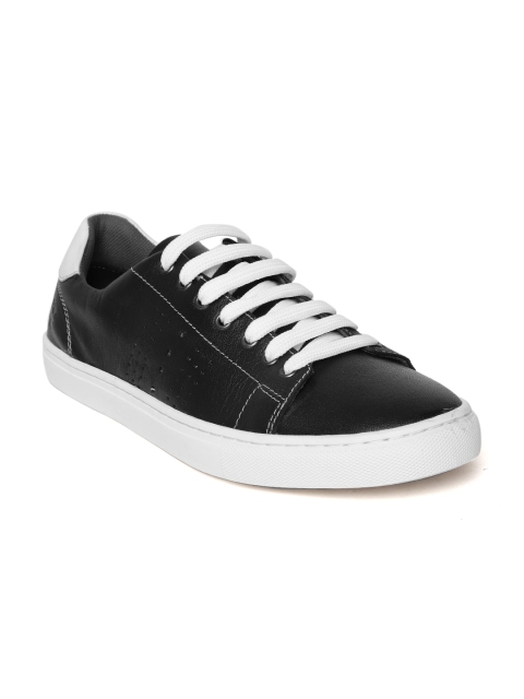 

LEO CLAWS Men Black Leather Sneakers