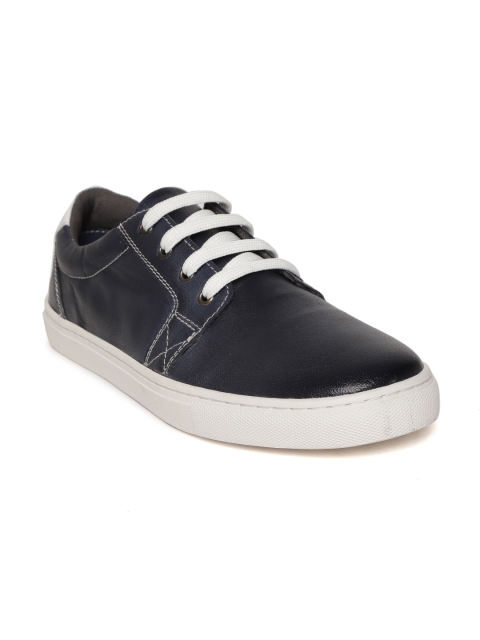 

LEO CLAWS Men Navy Blue Leather Sneakers
