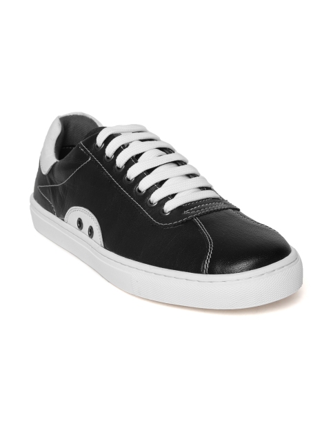 

LEO CLAWS Men Black Leather Sneakers