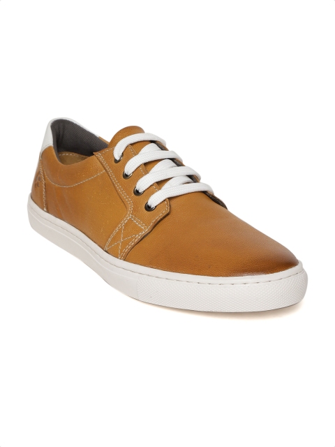 

LEO CLAWS Men Camel Brown Leather Sneakers