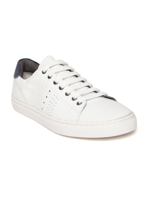

LEO CLAWS Men White Leather Perforated Sneakers