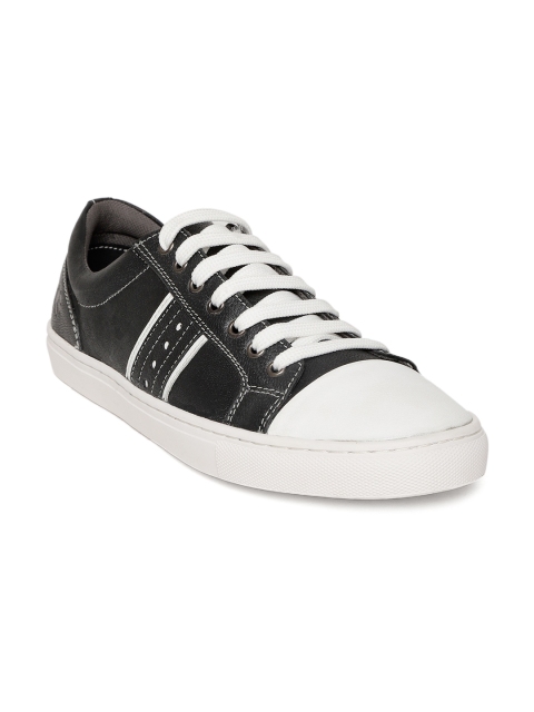 

LEO CLAWS Men Black & White Leather Sneakers