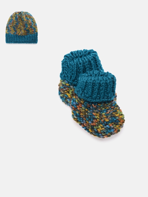 

Magic Needles Boys Set Of 3 Handmade Woollen Cap & Booties, Multi