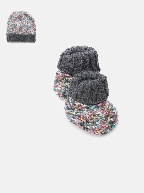 

Magic Needles Boys Set Of 3 Handmade Woollen Cap & Booties, Multi