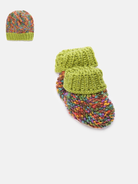 

Magic Needles Boys Set Of 3 Handmade Woollen Cap & Booties, Multi