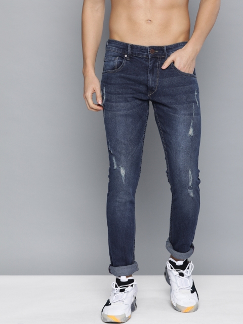 

HERE&NOW Men Blue Skinny Fit Mid-Rise Mildly Distressed Stretchable Jeans