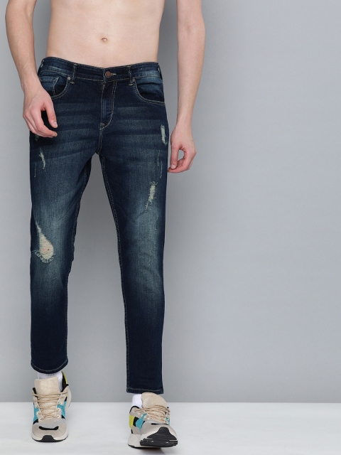 

HERE&NOW Men Blue Slim Tapered Fit Mid-Rise Mildly Distressed Stretchable Jeans