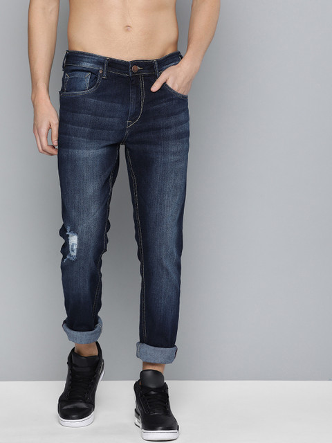

HERE&NOW Men Blue Slim Fit Mid-Rise Mildly Distressed Stretchable Jeans
