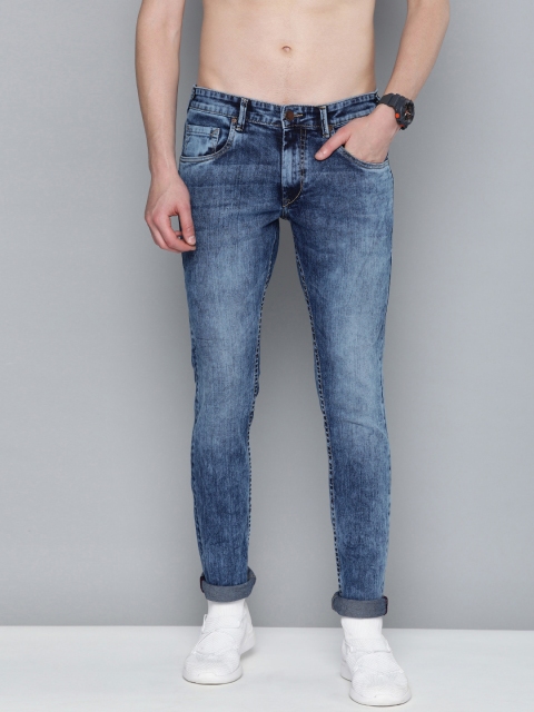 

HERE&NOW Men Blue Skinny Fit Mid-Rise Clean Look Stretchable Jeans