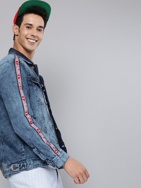 

HERE&NOW Men Blue Washed Denim Jacket