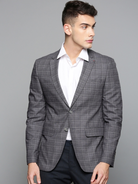 

Louis Philippe Sport Men Grey Checked Single-Breasted Blazer