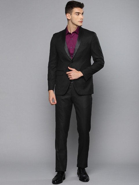 

Louis Philippe Men Black Solid Single-Breasted Slim Fit Formal Suit