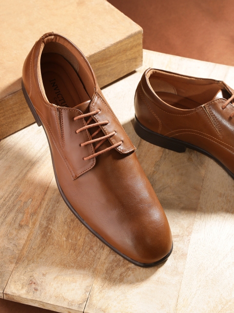 

INVICTUS Men Tan Brown Solid PU Foam Comfort Formal Derbys