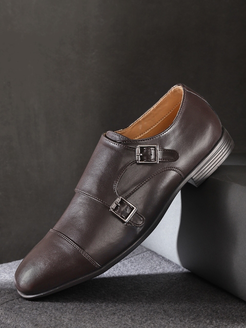 

INVICTUS Men Coffee Brown Solid PU Foam Comfort Formal Monk Shoes