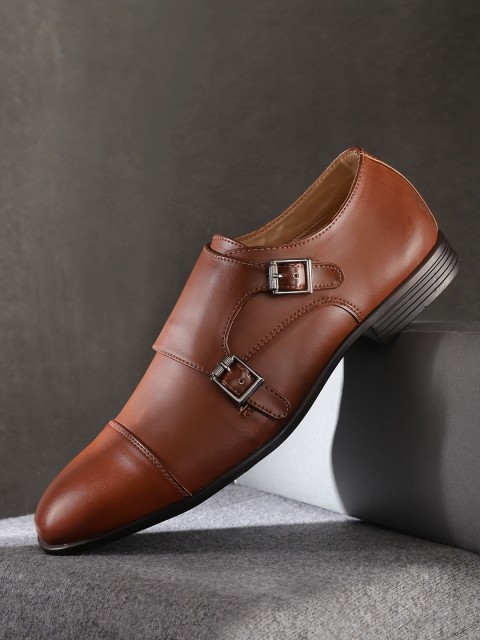

INVICTUS Men Brown Solid PU Foam Comfort Formal Monk Shoes